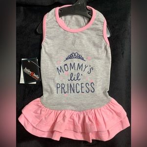 Bailey & Bella Couture Pet Dress Grey with Pink Mommy’s lil Princess Small